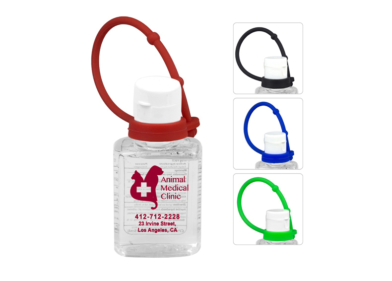 0.5 oz Compact Hand Sanitizer Antibacterial Gel in Flip-Top Squeeze Bottle with Colorful Silicone Leash 0.5 oz Compact Hand Sanitizer Antibacterial Gel in Flip-Top Squeeze Bottle with Colorful Silicone Leash